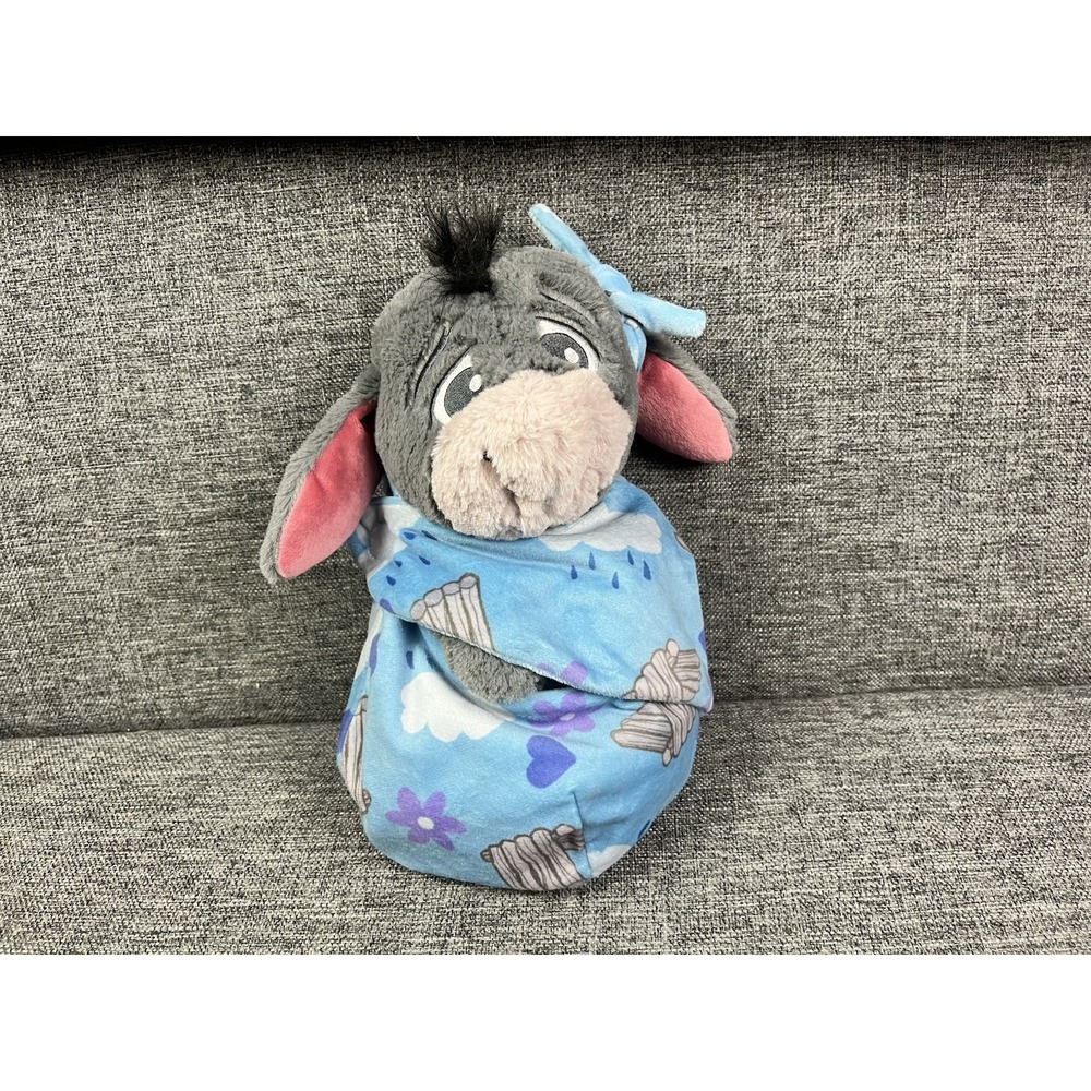 Disney Parks Babies Baby Eeyore In Blanket 10" Plush Winnie The Pooh Wrap